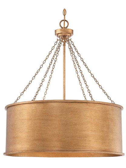 Rochester 6-Light Pendant in Gold Patina.